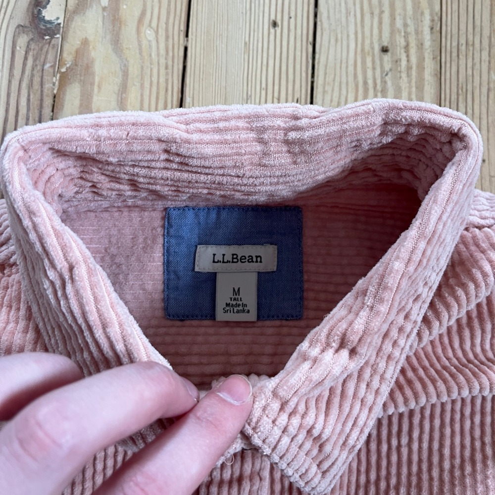 LLBean Pink Corduroy Button Up Shirt Jacket Women‎ Long Sleeve Medium Winter - Picture 4 of 8